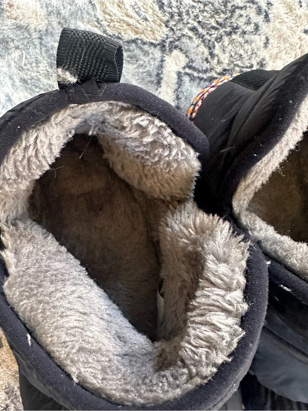 Women’s Ariat Black Puffer Boot Slippers with Cozy Gray Lining